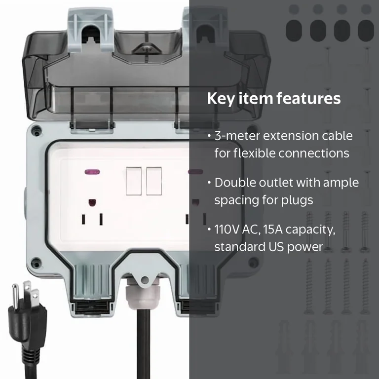 110V 15A Garden Wall Electrical Outlet With Extension Cord