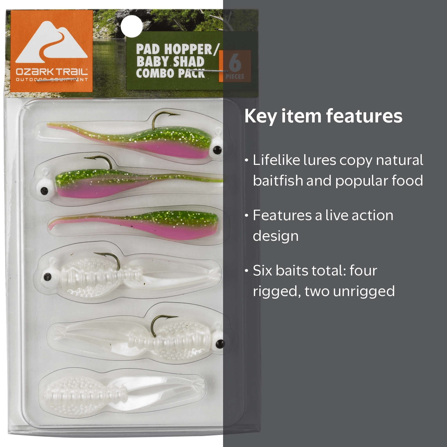 Ozark Trail Pad Hopper Baby Shad - Panfish Fishing Lures - Walmart.com
