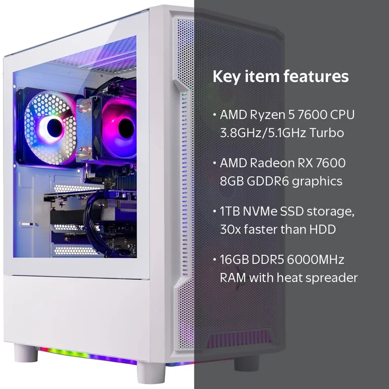 Skytech Archangel Gaming PC Desktop AMD Ryzen 5 7600 AMD Radeon RX