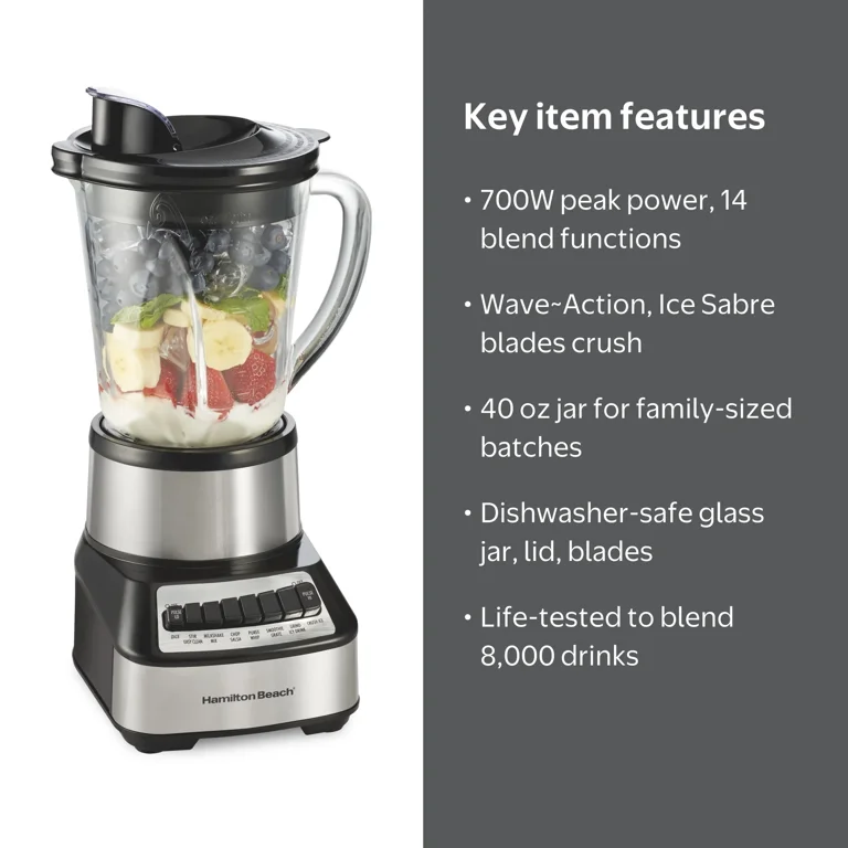 Hamilton Beach Wave Action Power Blender - Smoothie Maker with 40