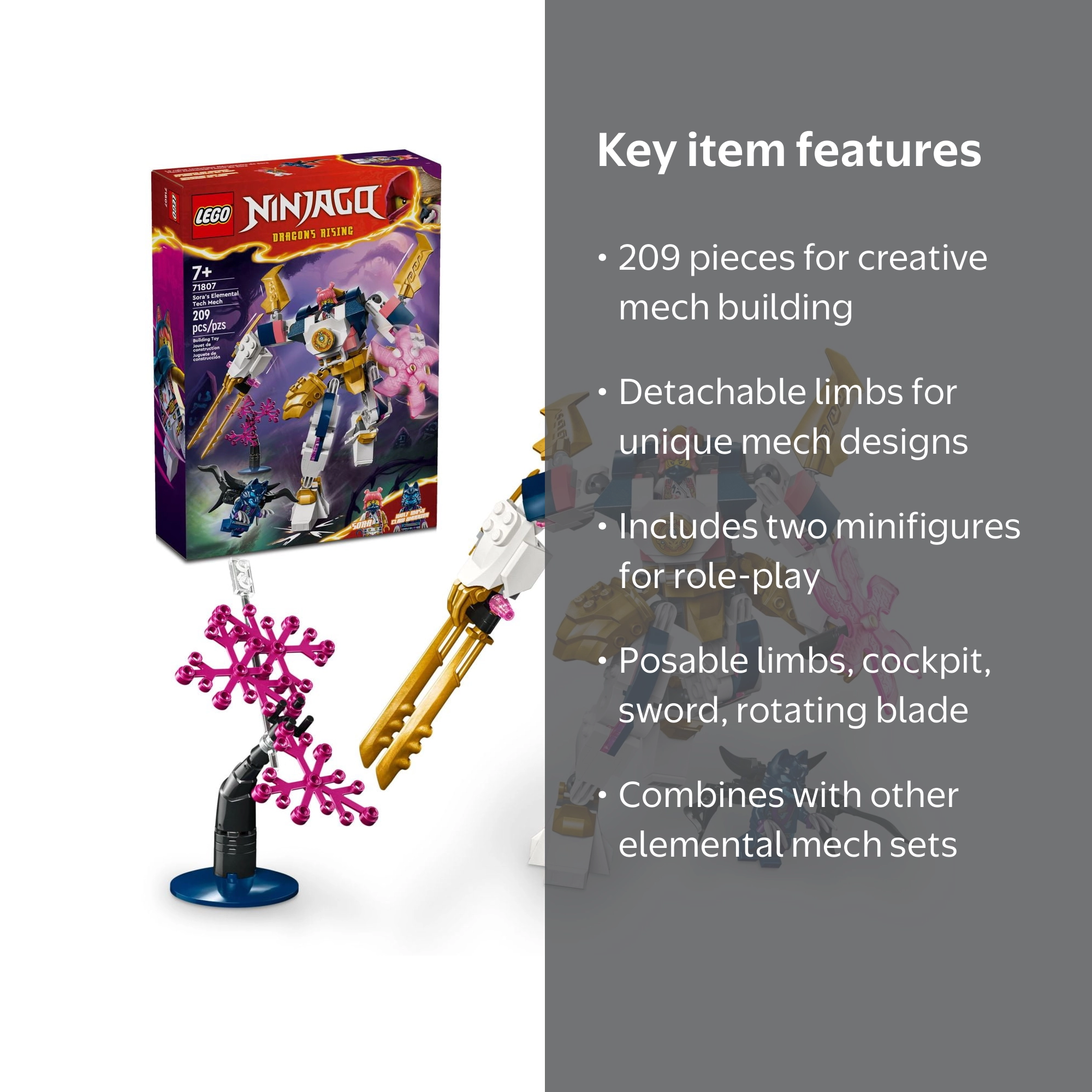 Free Shipping! LEGO NINJAGO Sora's Elemental Tech Mech Mini Ninja