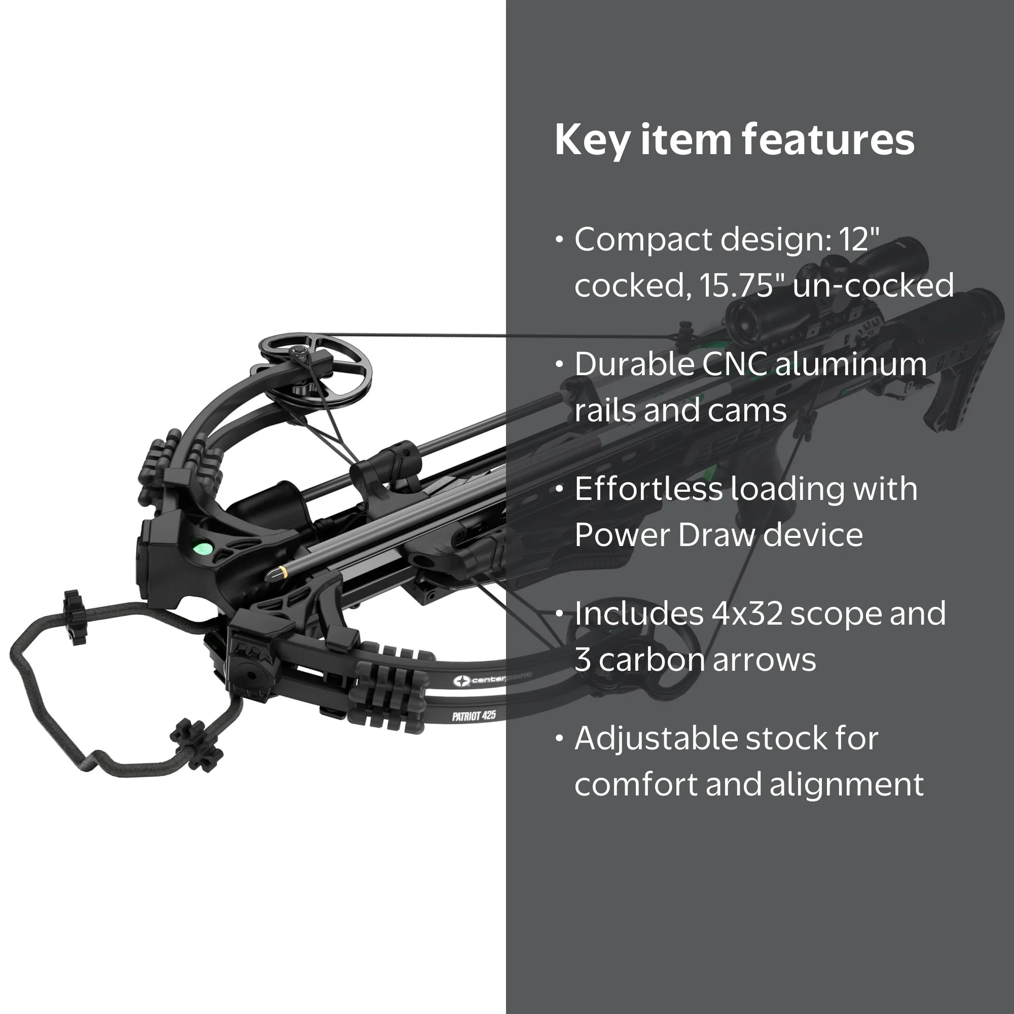 CenterPoint Patriot 425 with Power Draw Crossbow (Black) - Walmart.com