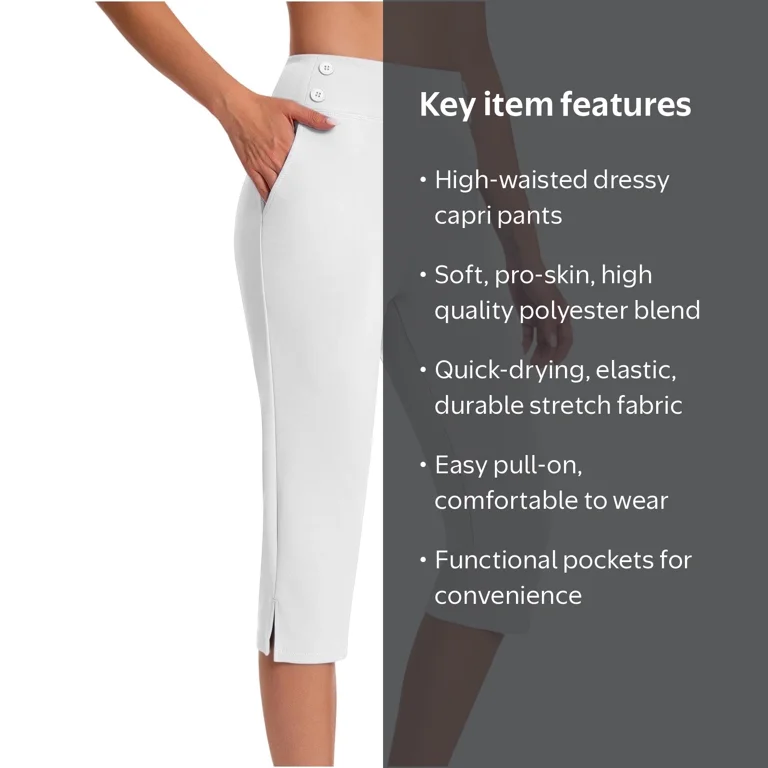 dress capri pants for women Women's 21" Capris Yoga - Professional Work Capris The high Coconut Row Petite Double Button