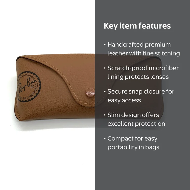 Ray-Ban Glasses Case, Brown Leather, Protective Eyeglasses and