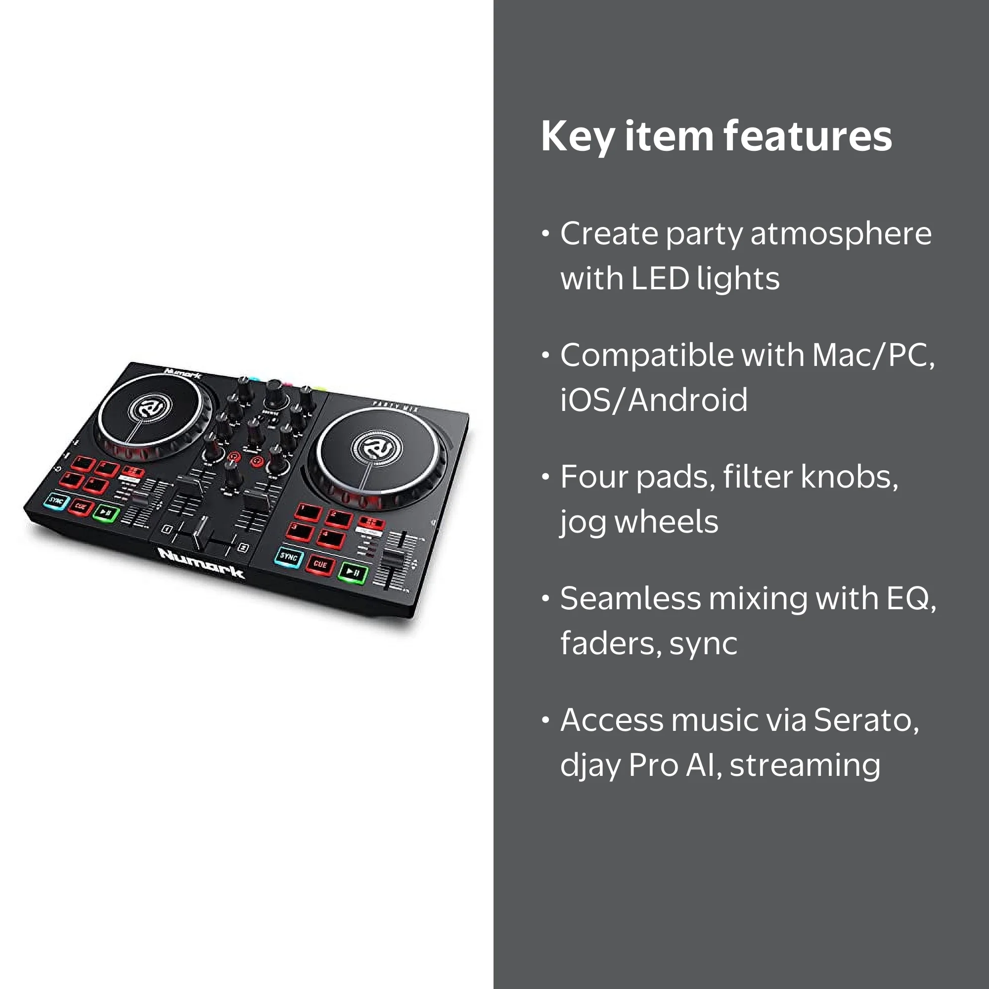 Numark Party Mix II - DJ Controller Set with USB Audio, Built-In