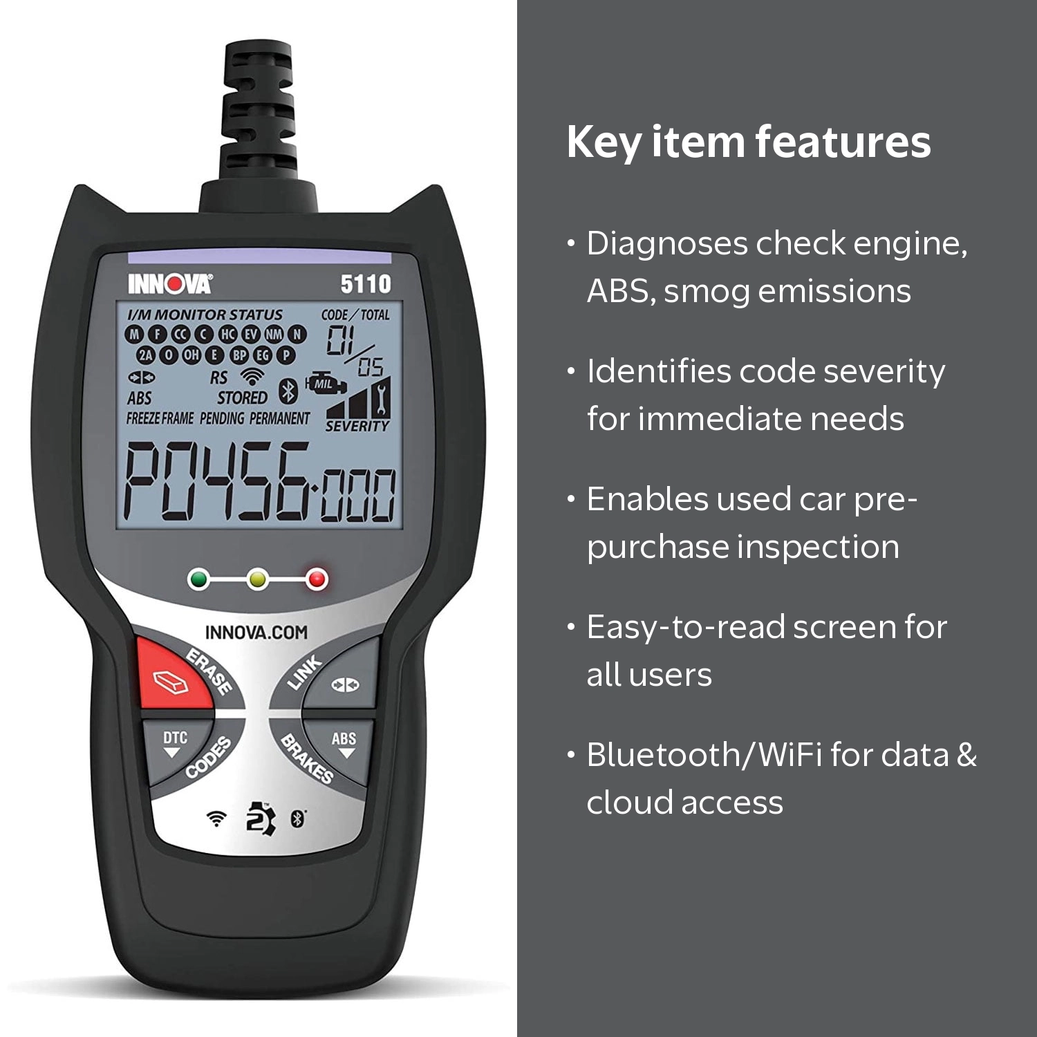 Innova, CarScan Bluetooth WiFi Code Reader, 5110, Diagnostic Tool