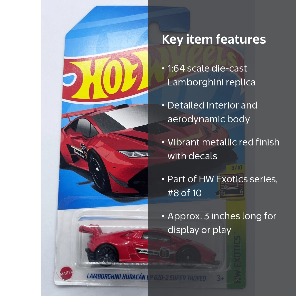 Hot Wheels Lamborghini Huracan LP 620-2 Super Trofeo, 1:64 Scale