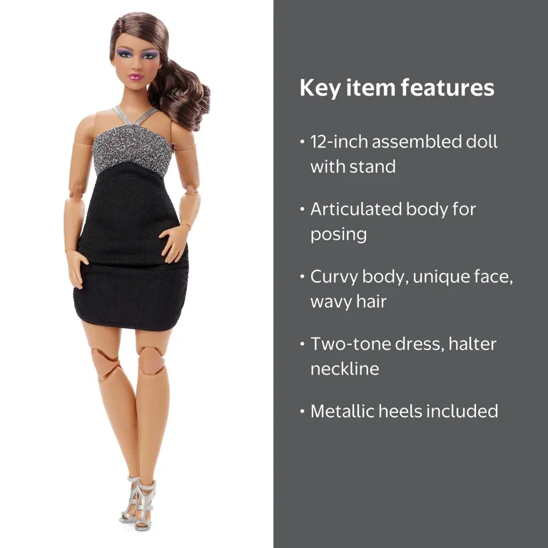 barbie with black dress for dolls fur The Doll Tailor Barbies stunning black gown is embroidered with silvery and golden thread Barbie Fashion Model Collection Best
