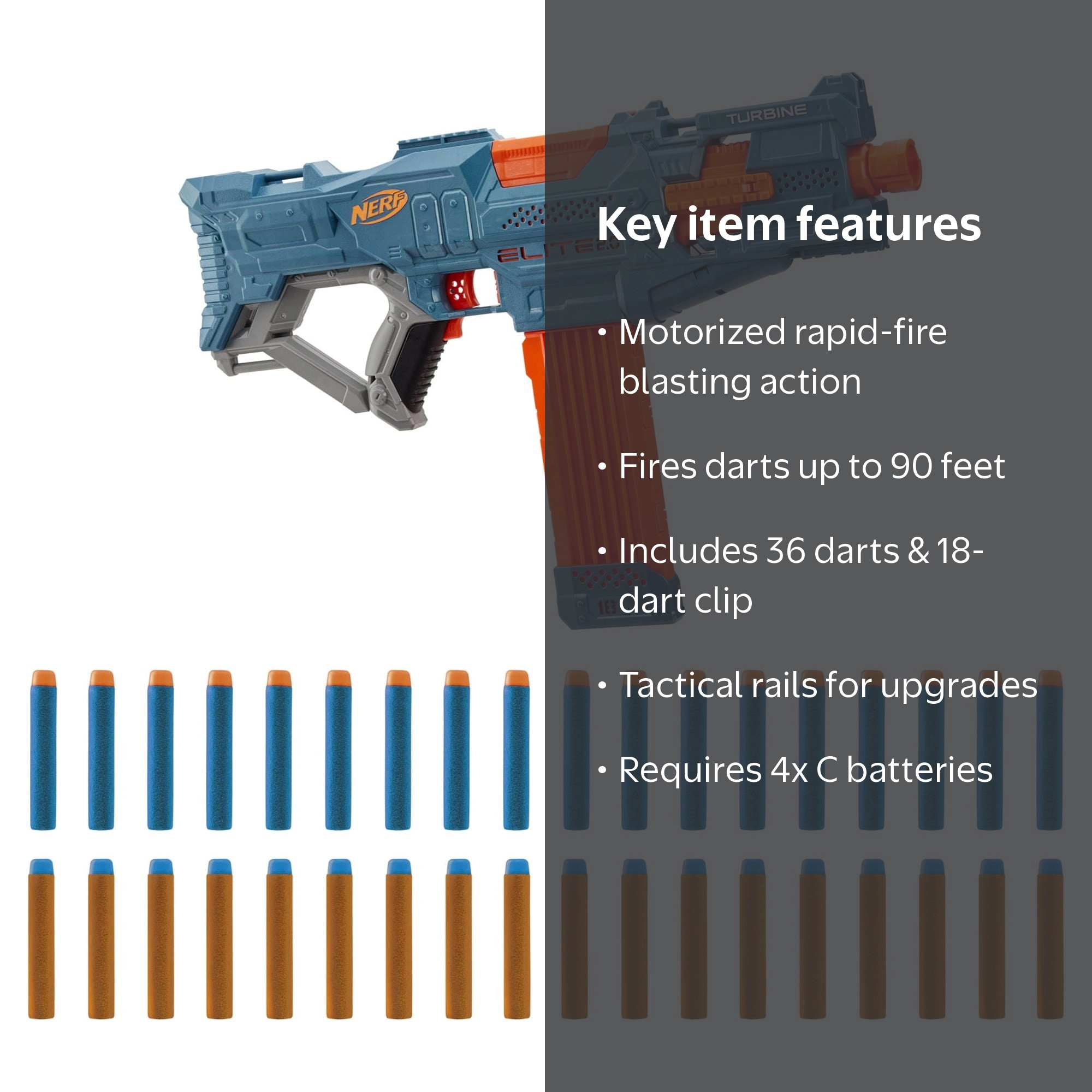 Nerf Elite 2.0 Turbine CS-18 Electronic Kids Toy Blaster with 36