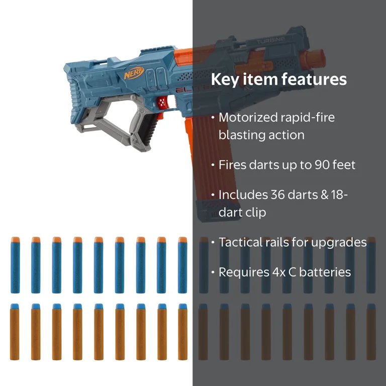 Nerf Elite 2.0 Turbine CS-18 Electronic Kids Toy Blaster with 36