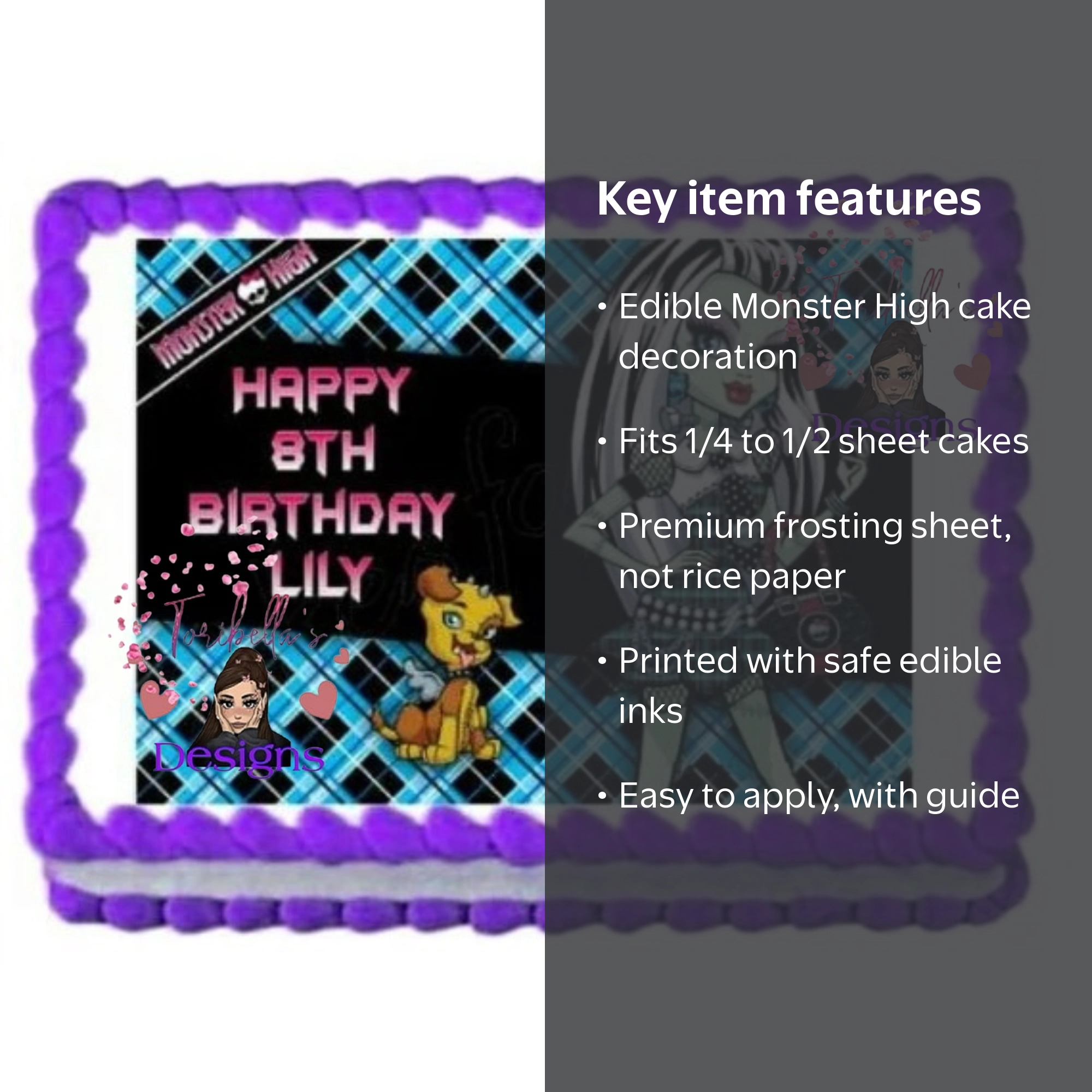 Blue Monster High Image Edible Cake Topper Birthday Cake