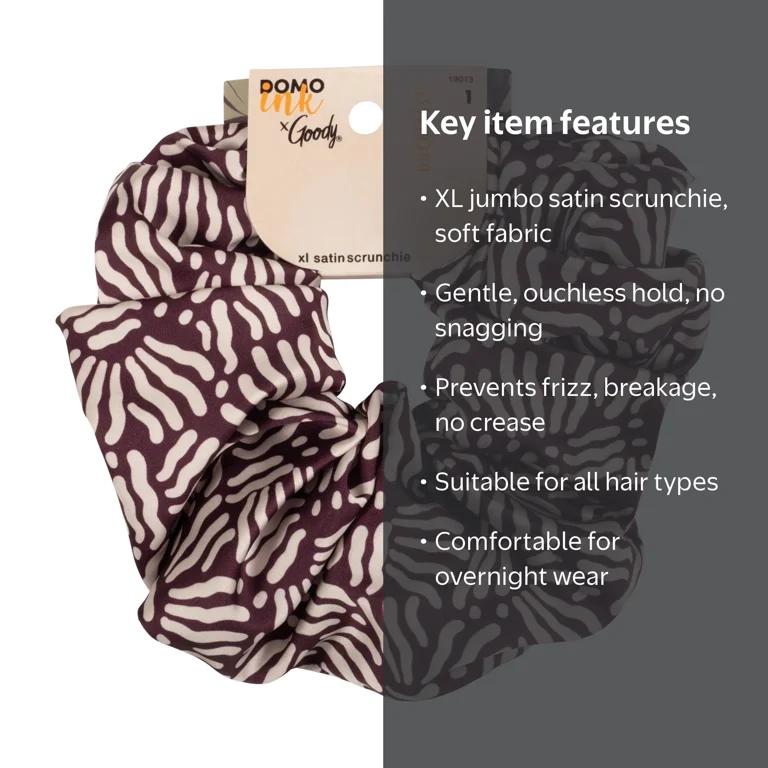 Goody Tru X DomoINK Overnight XL Hair Scrunchie, Printed Satin