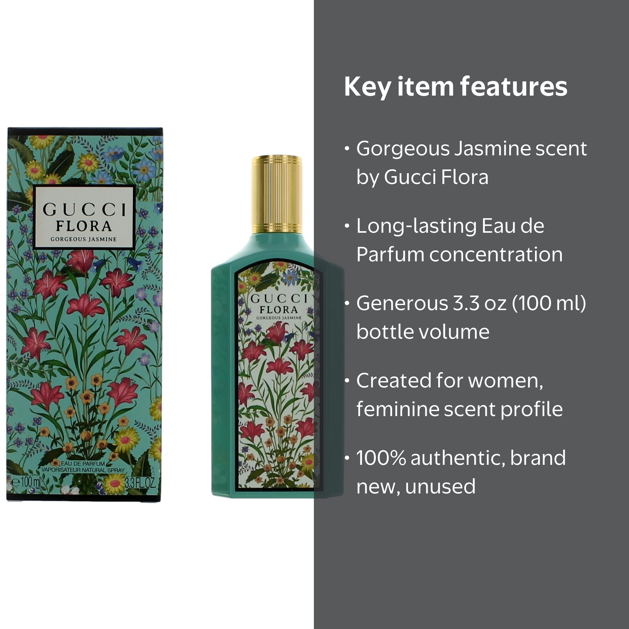 Gucci, Eau de Parfum Spray, 3.3 oz, Flora Gorgeous Jasmine Women