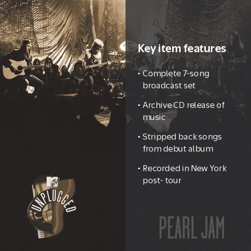 Pearl Jam MTV Unplugged CD, Music & Performance - Archive Release