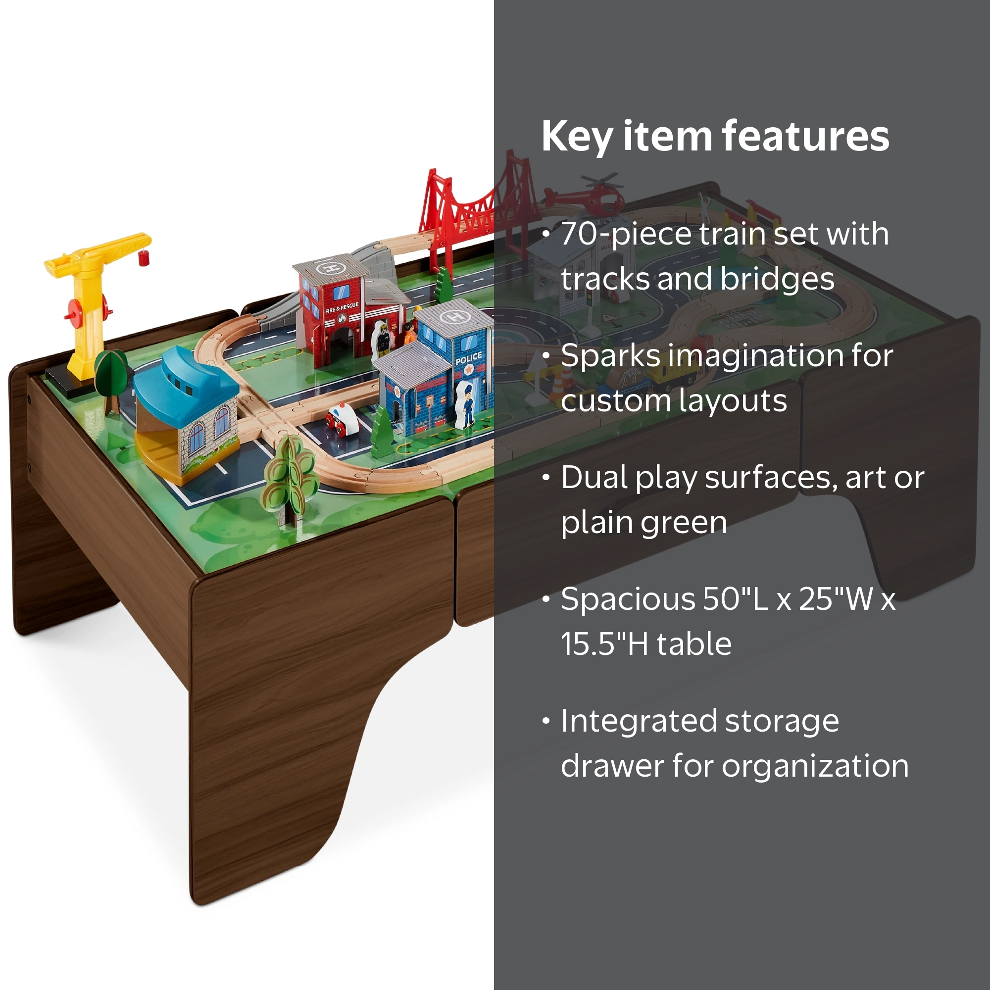 Best Choice Products Kids 70-Piece Train Table, Wooden Playset