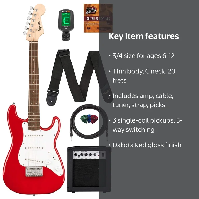 Fender Squier 3/4-Size Kids Mini Strat Electric Guitar - Dakota