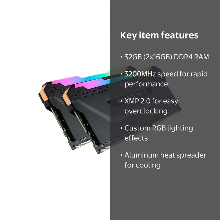 CORSAIR Vengeance RGB Pro 32GB (2 x 16GB) DDR4 3200 (PC4 25600