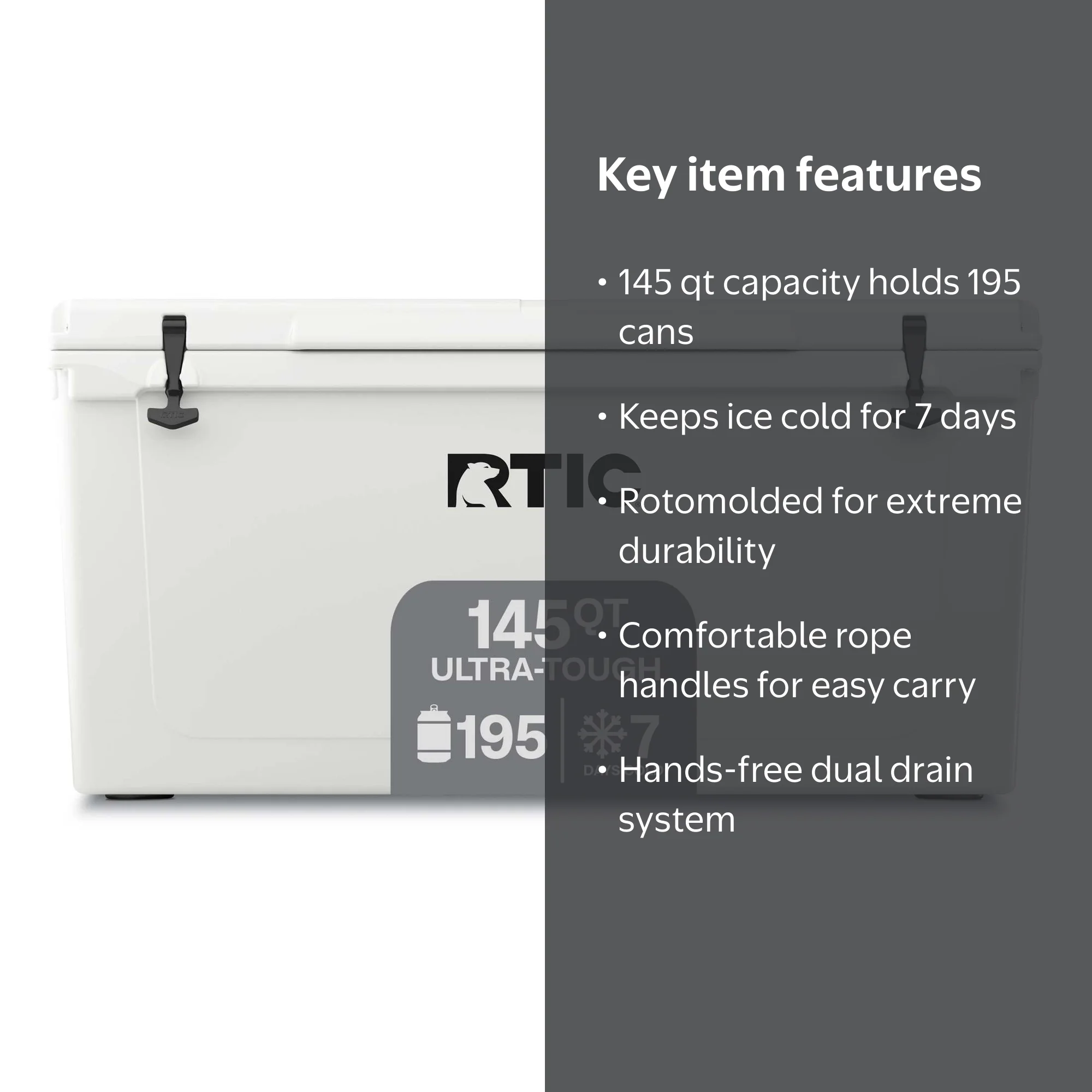 RTIC, Cooler, 145 QT, Fits 195 Cans, Ultra-Tough White - Walmart.com