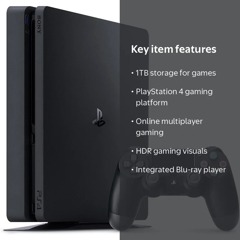 Sony PlayStation 4 Slim 1TB Black Gaming Console, CUH-2115B
