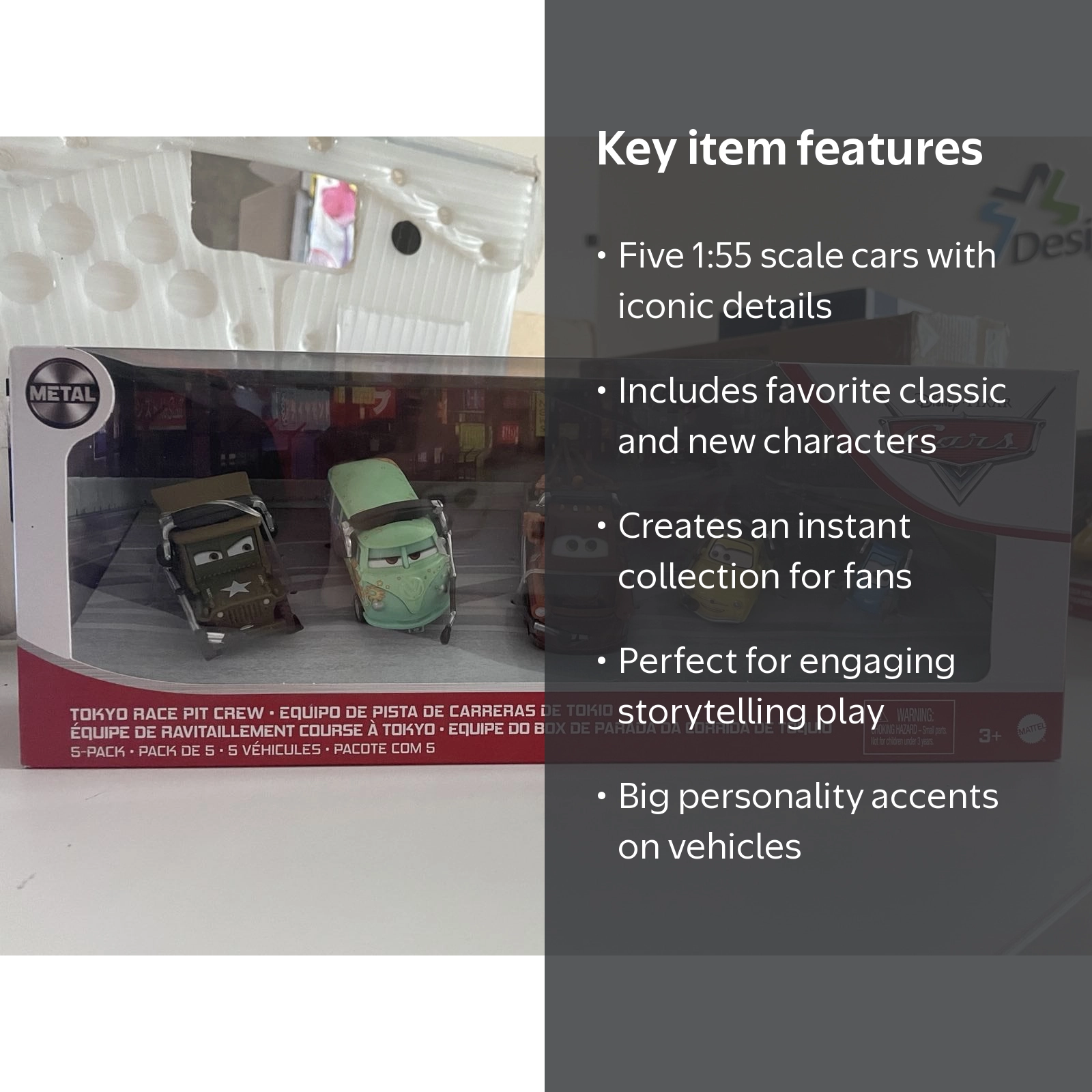 Disney Pixar Cars Tokyo Pit Crew 5-Pack, 1:55 Scale, Iconic