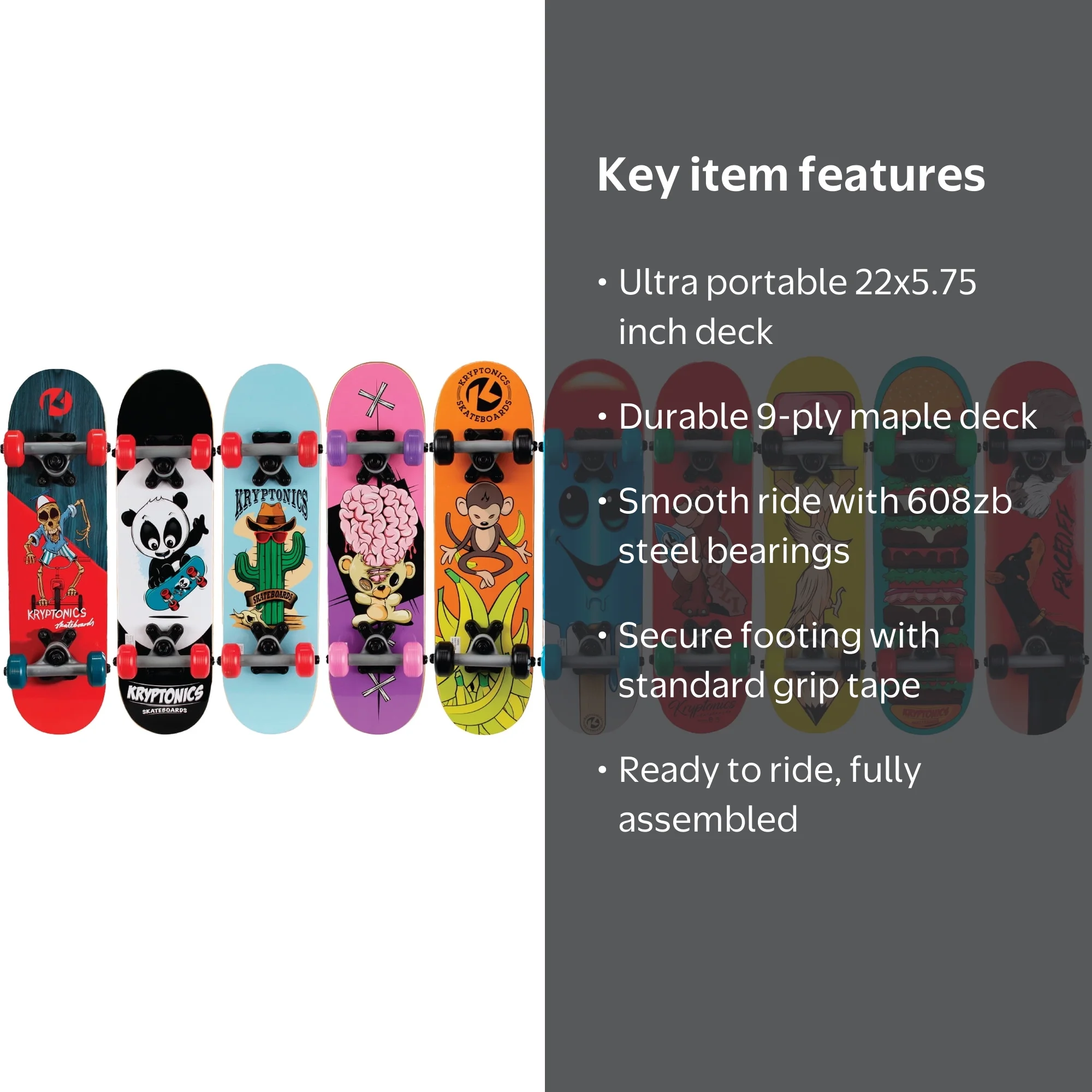 Kryptonics Locker Board Complete Skateboard Cruiser - Walmart.com
