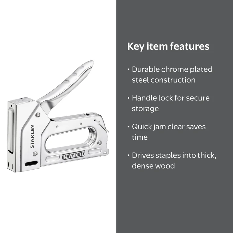 Stanley Manual Power, Lightweight Heavy Duty Chrome Staple Gun for