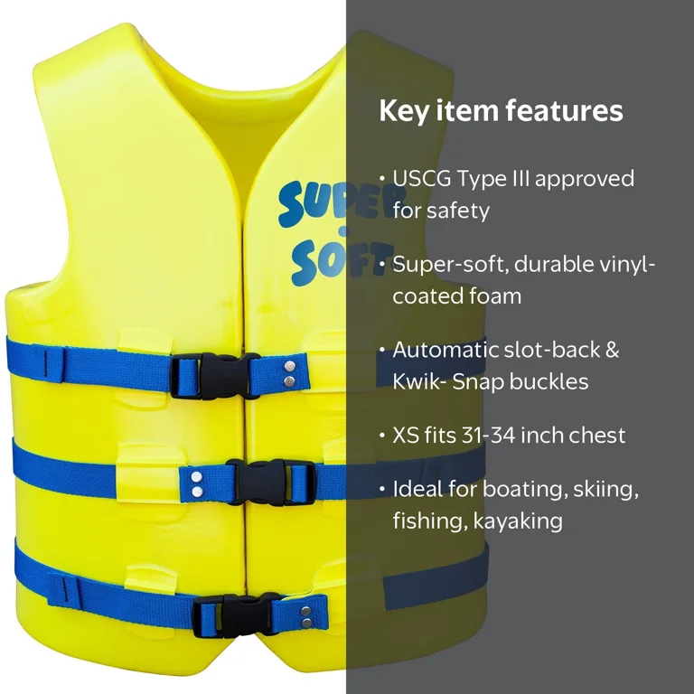 THANKO Water Cooling Vest Lite イエロー TRC Recreation, Adult Super Soft USCG Vest, XS, Yellow - Walmart.com