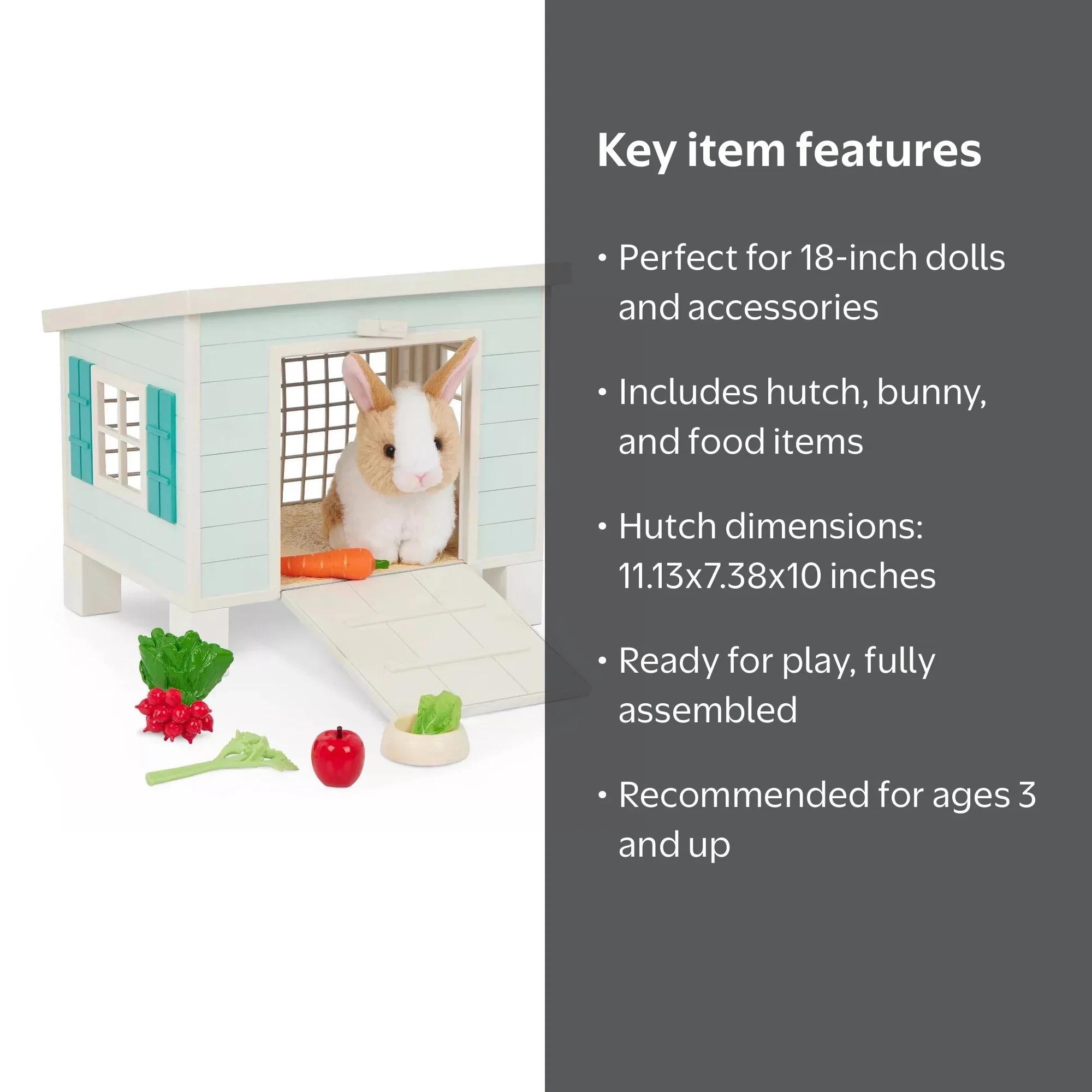 Our Generation Bunny Hutch House & Pet Rabbit Plush Accessory Set