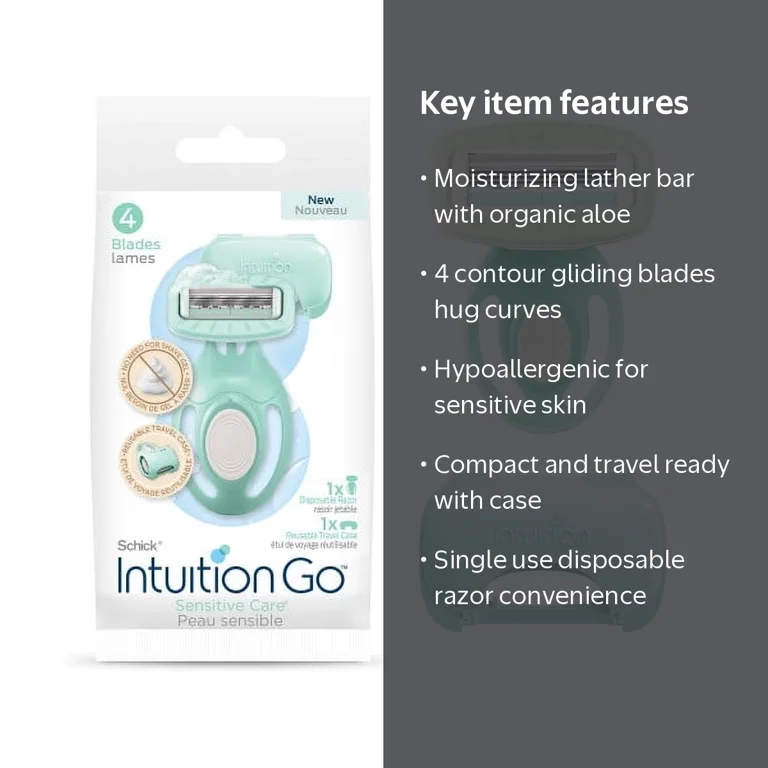 Schick Intuition Go Disposable Razor for Sensitive Skin, 1ct