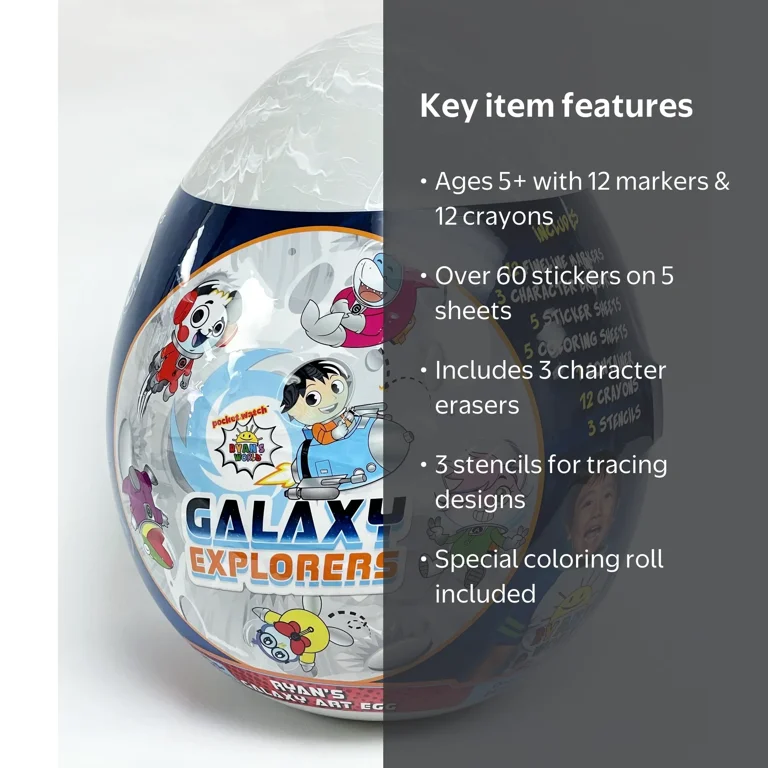 Ryan's World Mystery Art Egg Series 3, Galaxy Activity Set, 60+