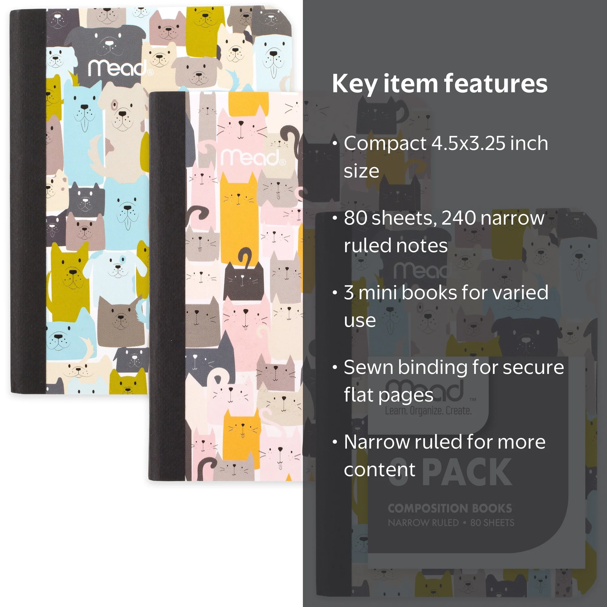 Mead Mini Fashion Composition Book, Narrow Ruled, 80 Sheets, Paper