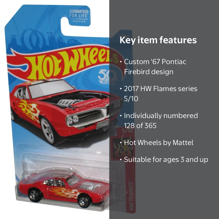 Hot Wheels HW Flames 5/10 (2017) Red Custom '67 Pontiac Firebird