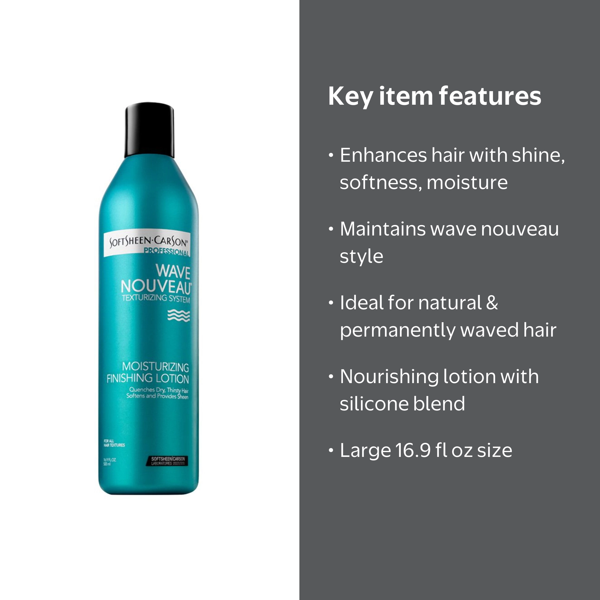 Wave Nouveau Moisturizing Finishing Lotion, 16.9 oz, Adds Shine