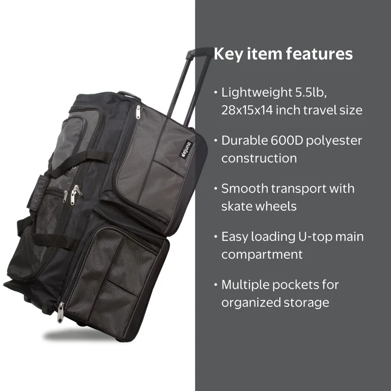 Dejuno 28-Inch Rolling Duffle Bag - Charcoal - Walmart.com