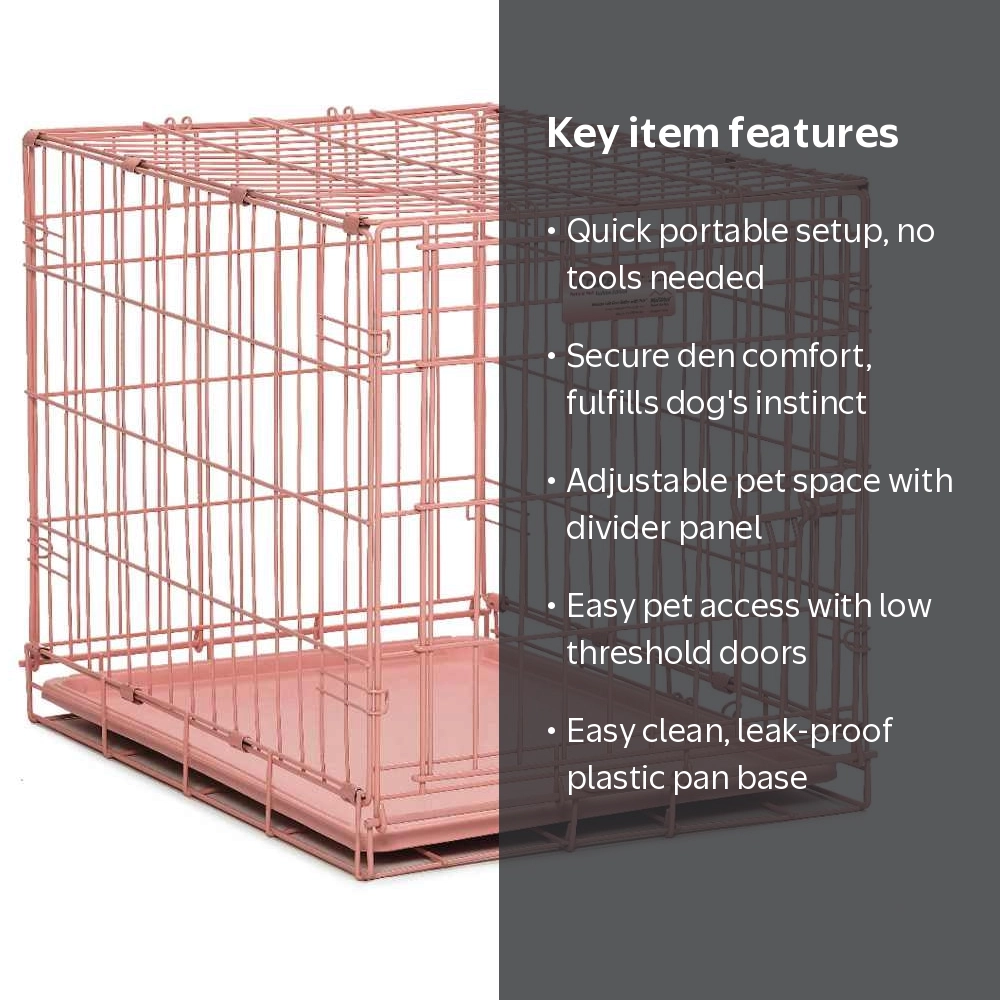 MidWest Homes For Pets iCrate Single Door Dog Crate, Pink, 24