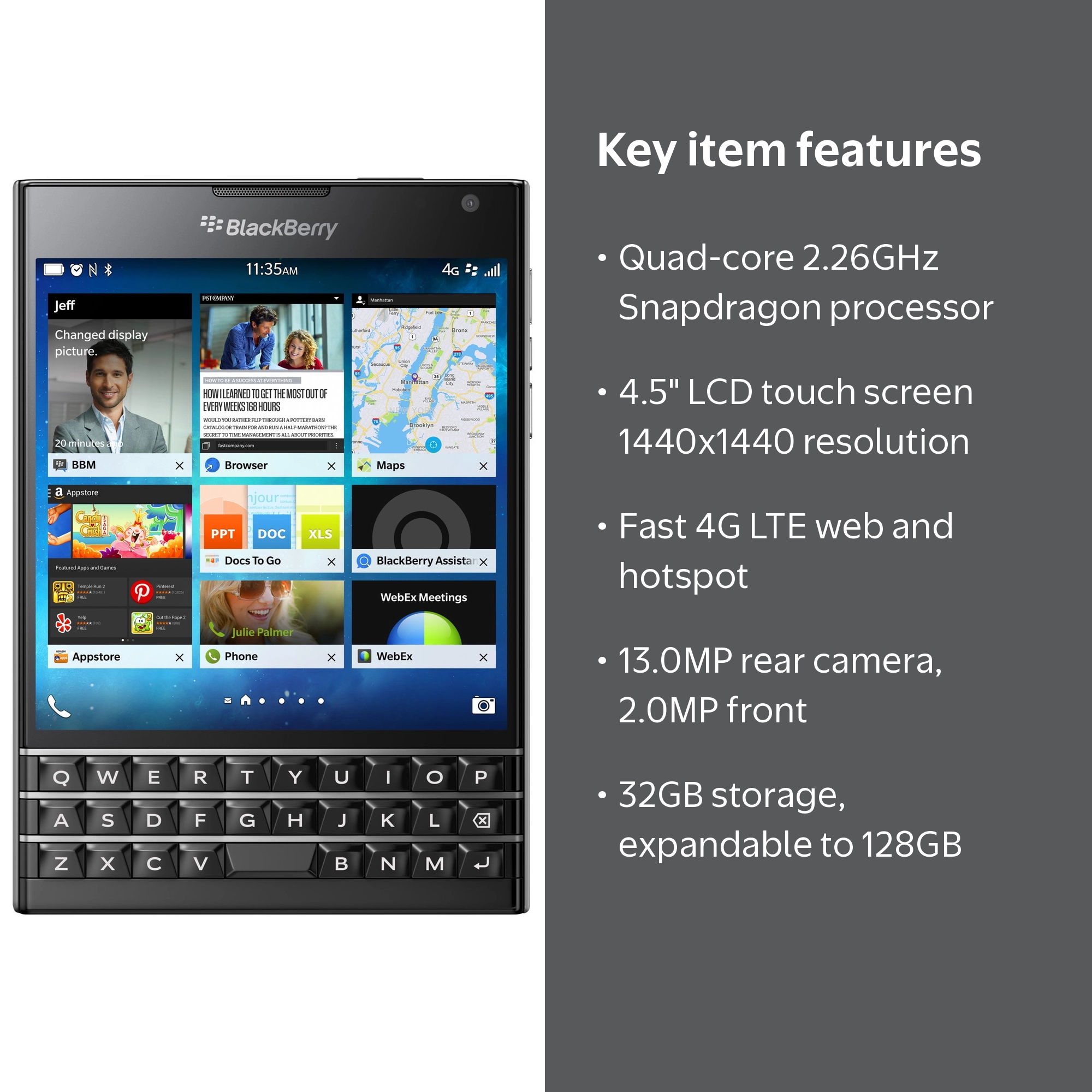BlackBerry Passport 32 GB Smartphone, 4.5