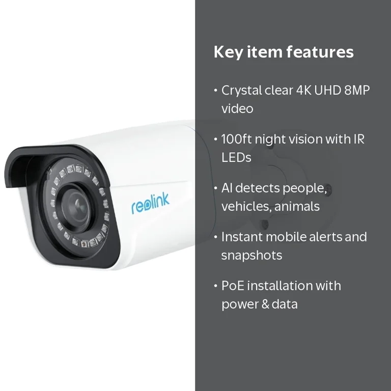 Reolink Smart 4K 8MP PoE Security Camera with Night Vision 100ft
