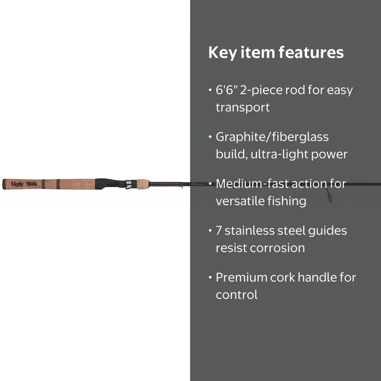 do ugly stiks have rod action Stik 6' GX2 Spinning Rod, Three Piece Spinning Rod, 6-15lb Line Rating, Medium Power, Moderate Fast Action, 1/8-5/8 oz. Lure Rating : Sports & Outdoors sensitive design Ugly Stik Carbon Inshore Casting