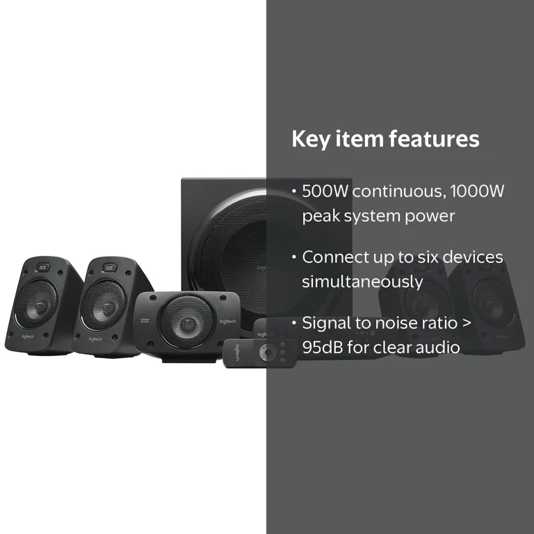 Logitech, Speakers, 5.1-Channel, 500W Dolby Surround Subwoofer