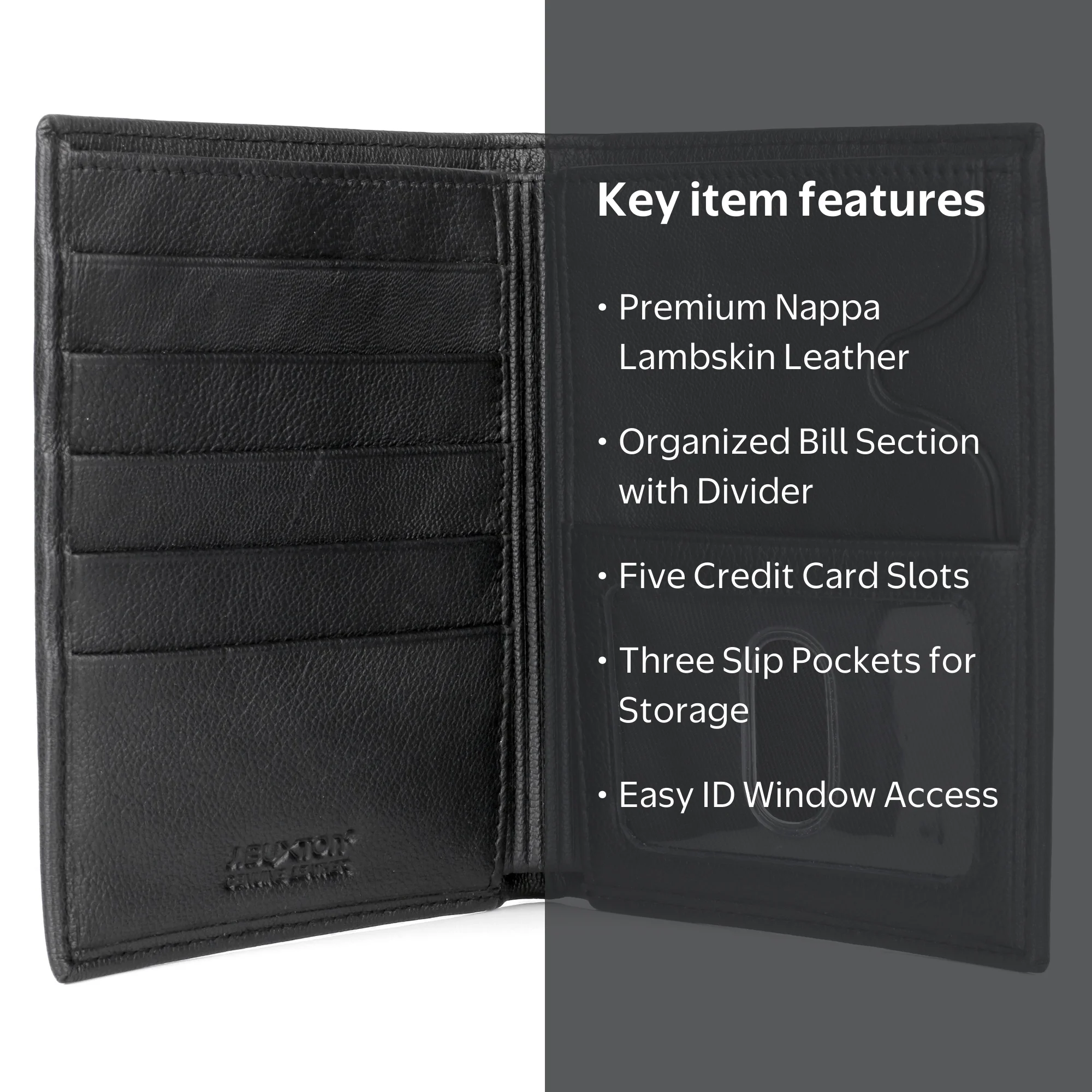 J. Buxton Men's Emblem Credit Card Folio Leather, Black - Walmart.com