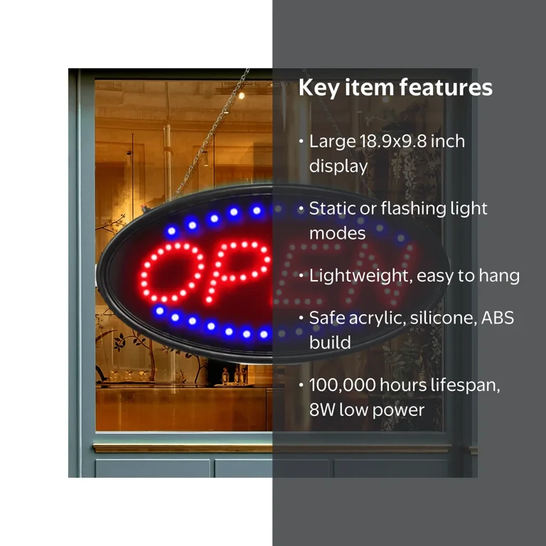 KEBE Neon Powered LED Open Sign, 19''x10