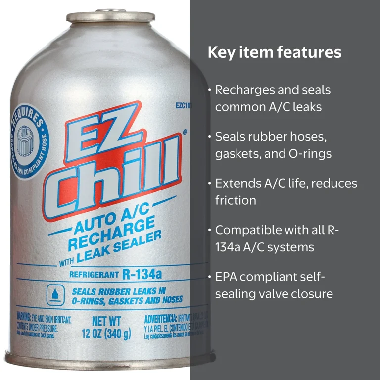 EZ Chill R134a AC Recharge with Leak Sealer (12 oz), Car Air