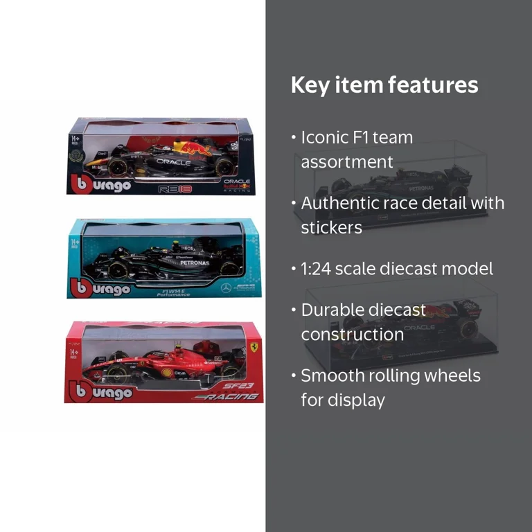 Bburago 1:24 Scale Formula Racing Collectible Diecast Race Car