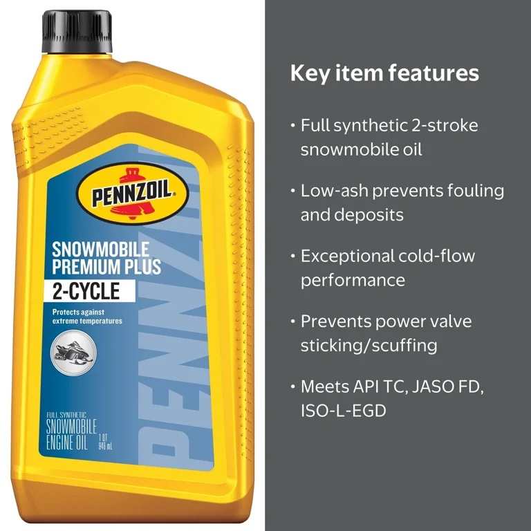 Pennzoil Snowmobile Premium Plus 2-Cycle Engine Oil, 1 Quart