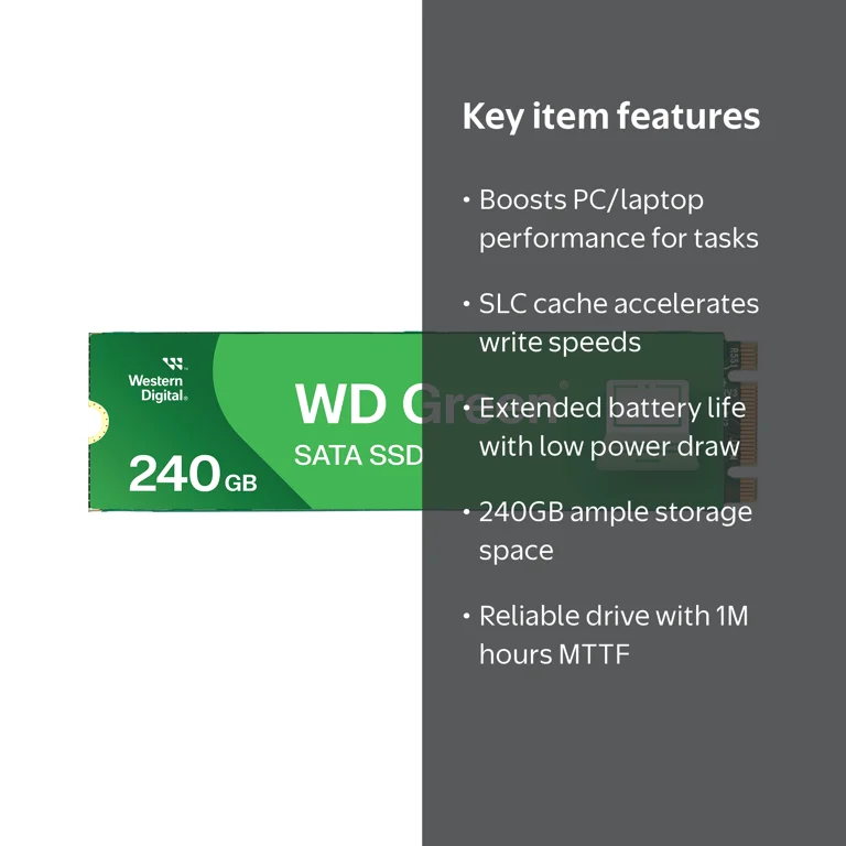 Western Digital 240GB WD Green SATA SSD, Internal M.2 2280 Solid