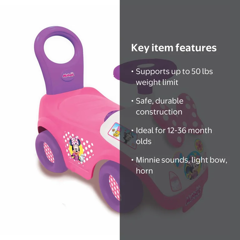 Kiddieland Toys Light n' Sound Minnie Activity Rider, Push & Pedal