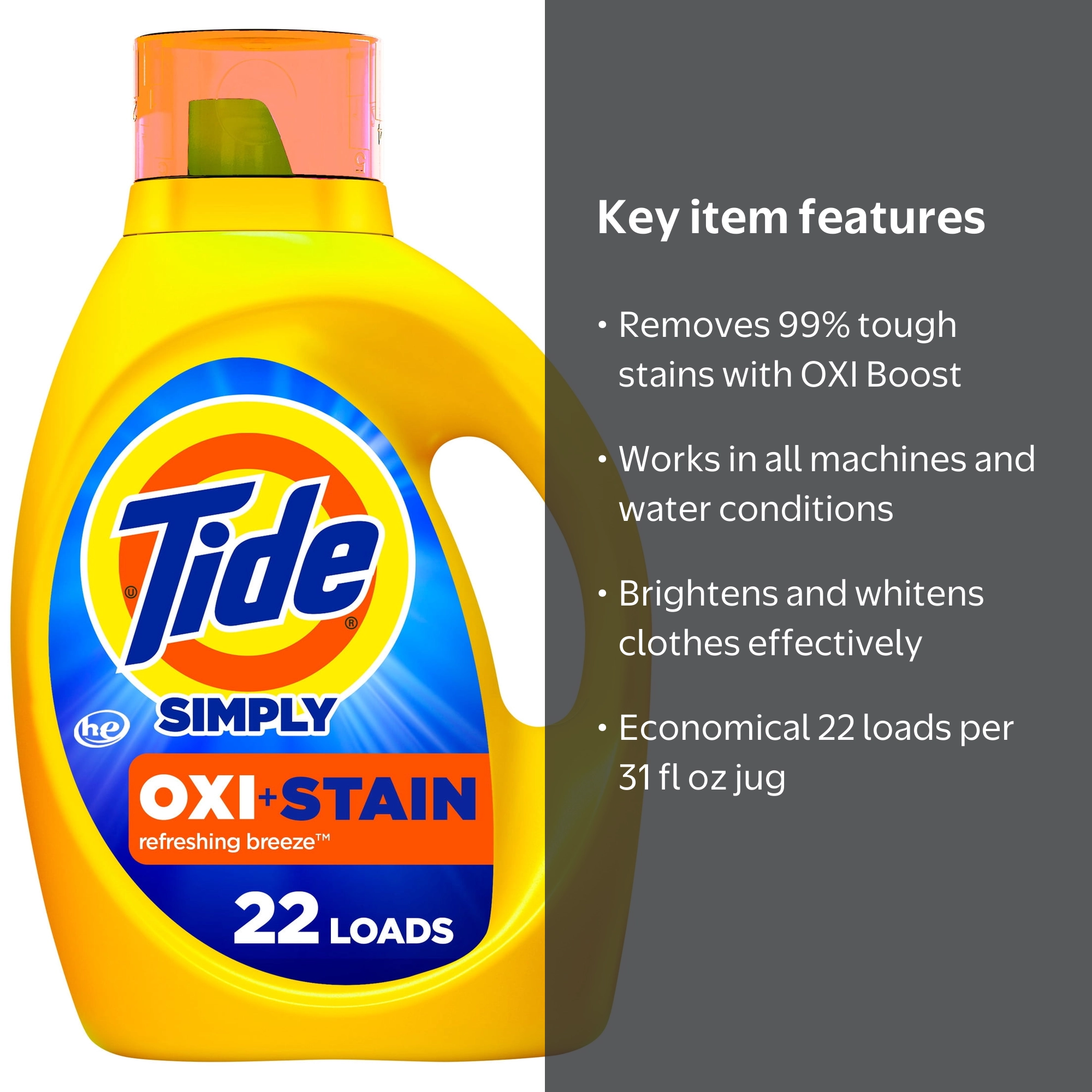 Tide, Laundry Detergent, 31 fl oz, Oxi Boost Ultra Stain Release