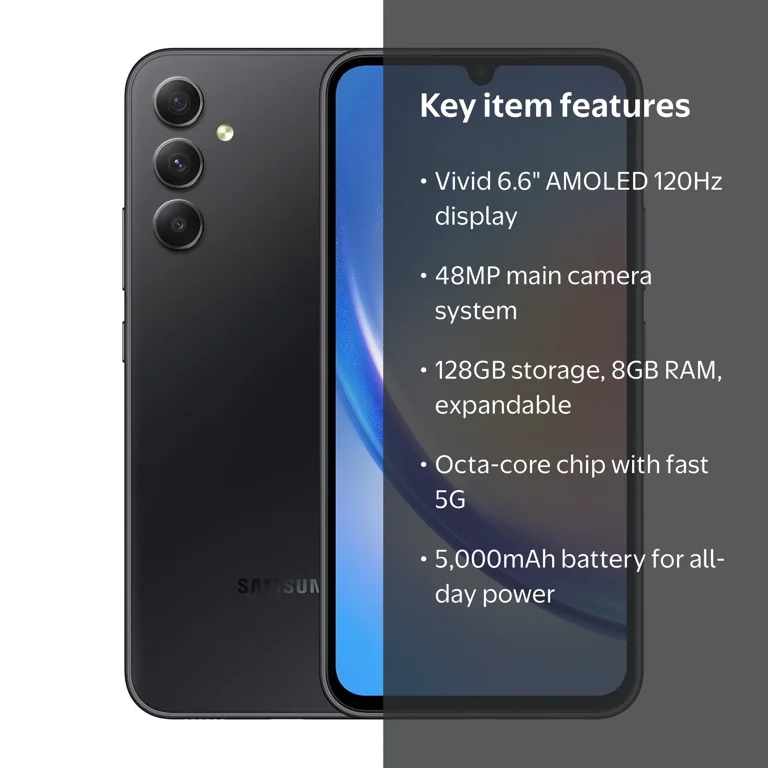 Samsung Galaxy A34 ブラック　海外版 Samsung Galaxy A34 5G + 4G LTE (128GB + 8GB) 6.6