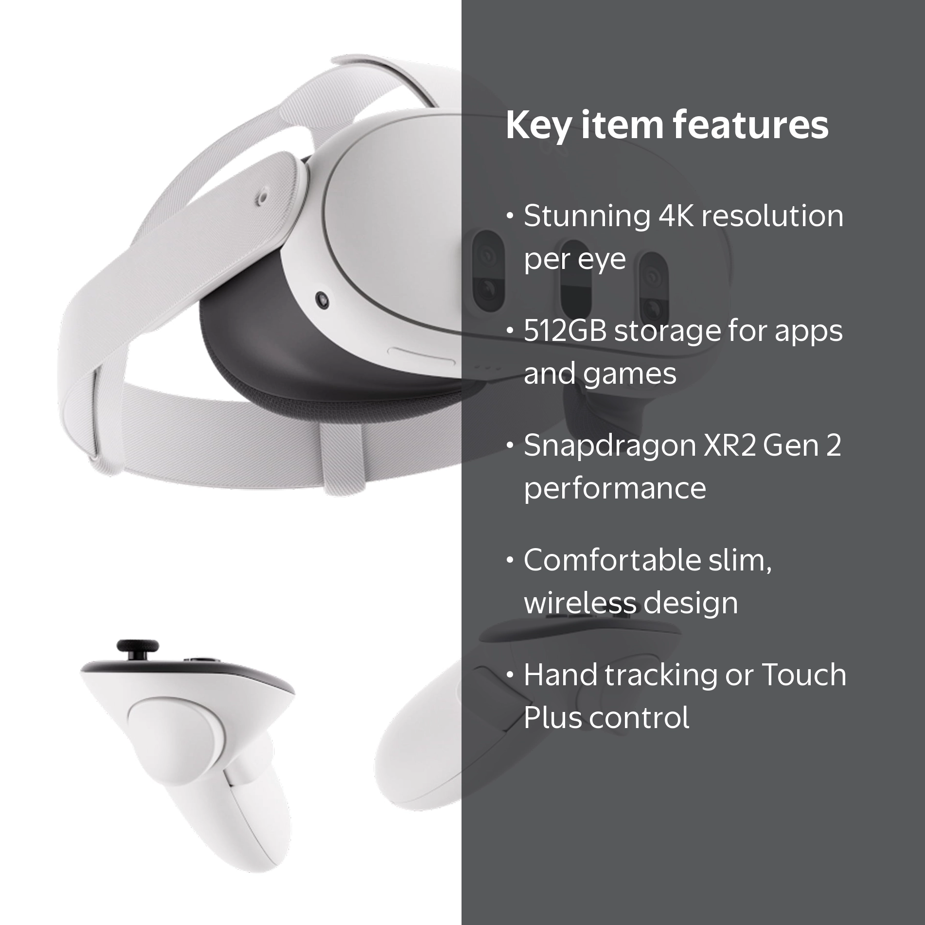 Meta Quest, VR Headset, 512GB, Mixed Reality with Horizon+ Trial