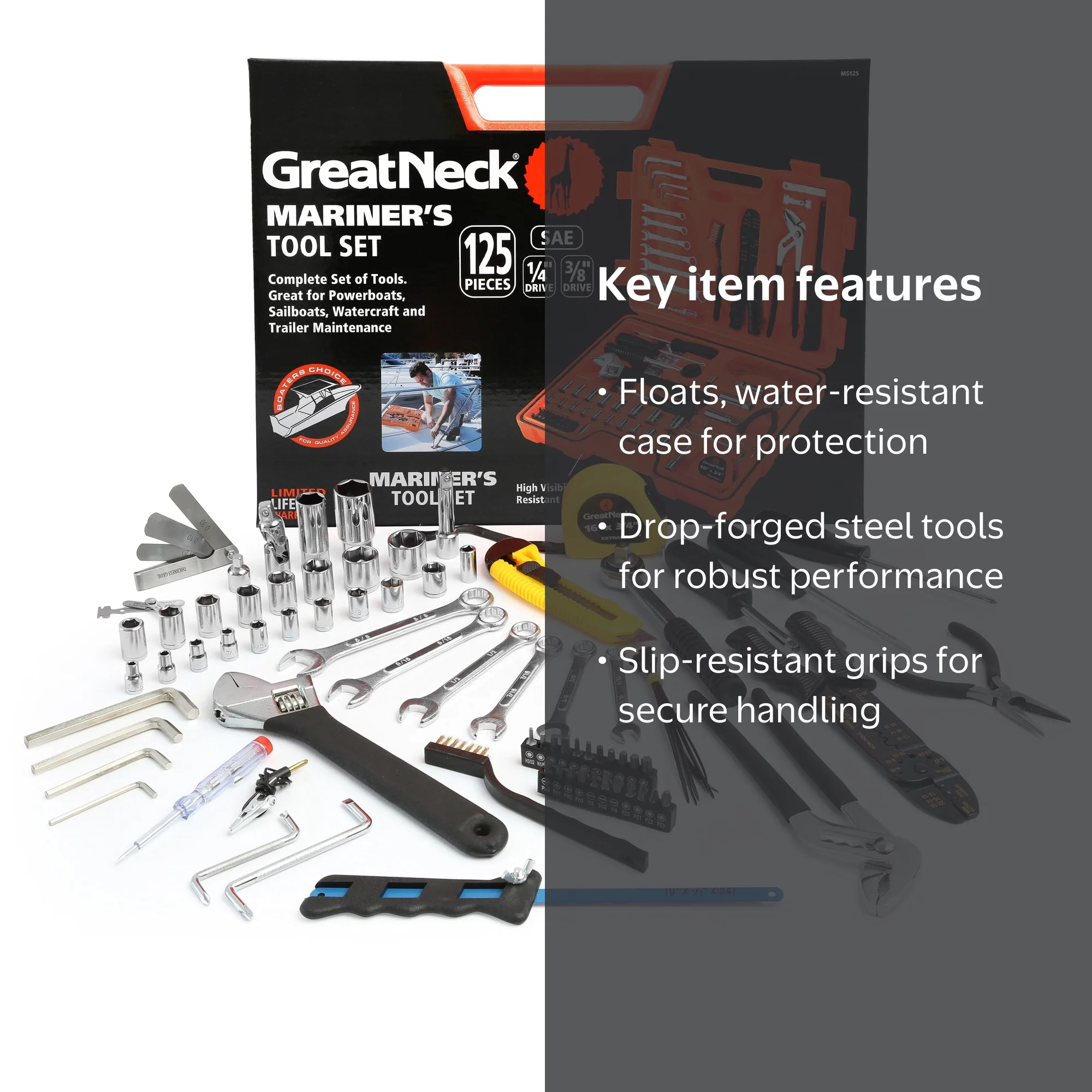 GreatNeck Mariner's Tool Set, for Maintenance on Boats, Watercraft